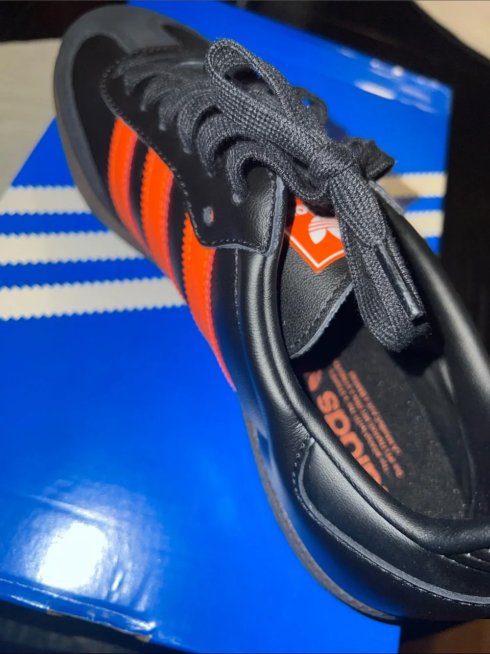 adidas Samba OG Black with Bright Orange Stripes